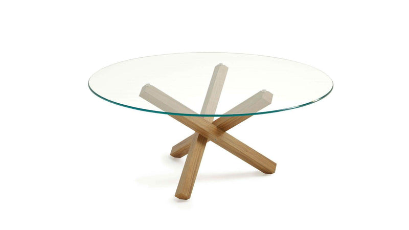 AIKIDO Table à manger ronde avec plateau en verre