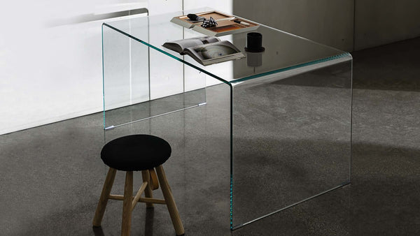 Bureau design moderne en verre extra-clair fabriqué en Italie