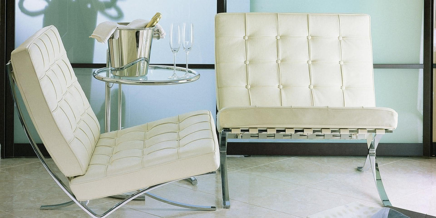 Barcelona Fauteuil avec revêtement en cuir noir (available earlier)