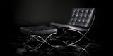 Barcelona Fauteuil avec revêtement en cuir noir (available earlier)