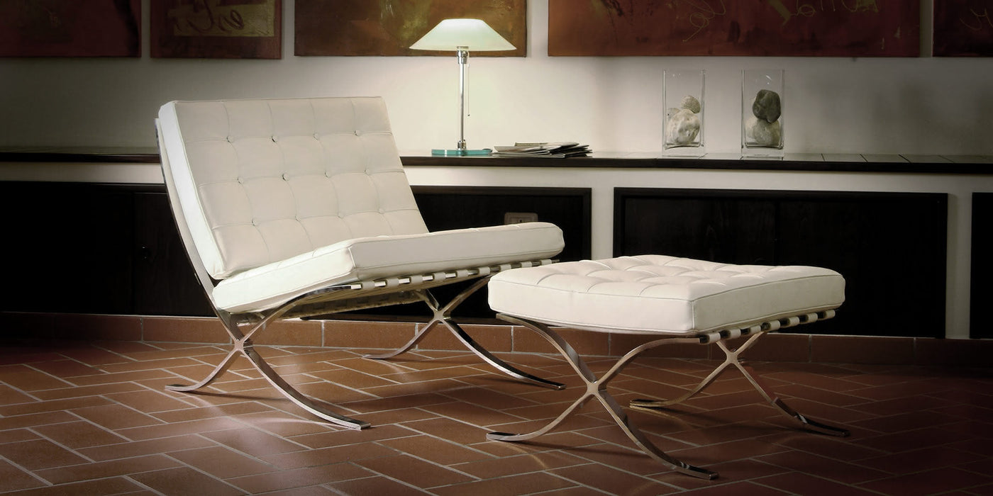 Barcelona Fauteuil avec revêtement en cuir noir (available earlier)