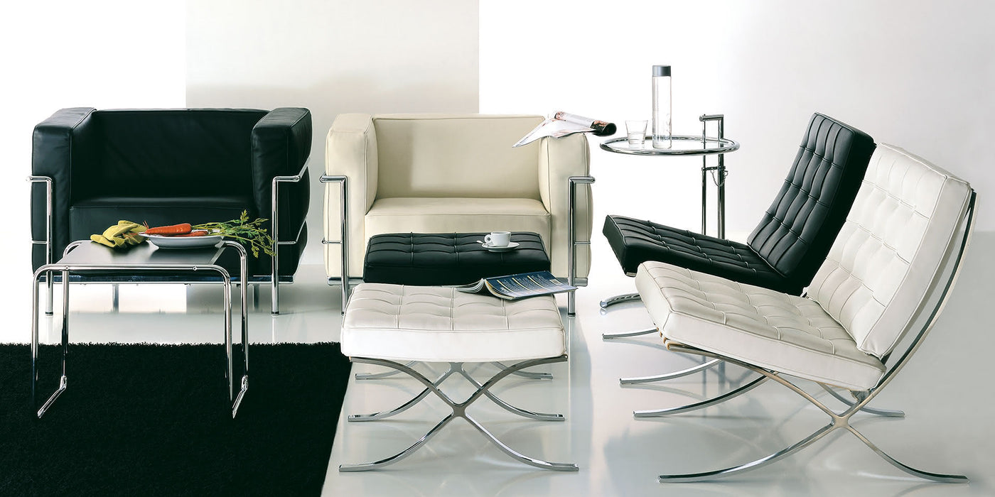 Barcelona Fauteuil avec revêtement en cuir noir (available earlier)