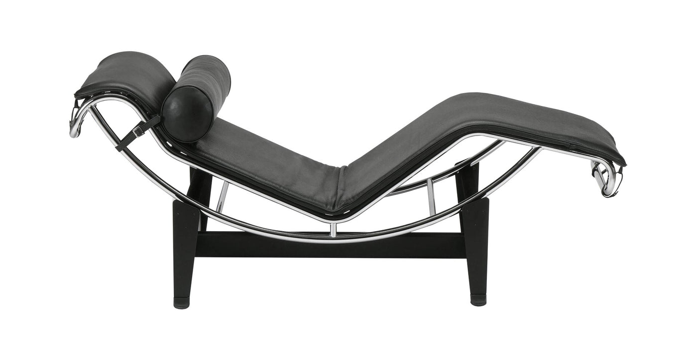 Chaise longue avec revêtement en cuir