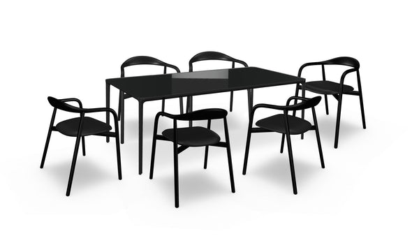 SLIM set: Table à manger rectangulaire NOIR + n. 6 AUTUMN CHAISE NOIR
