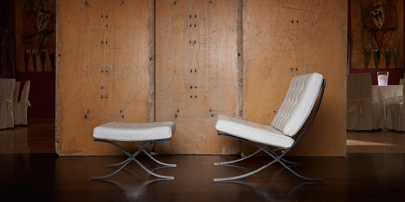 Barcelona Armchair with leather or fabric upholstery (available earlier)