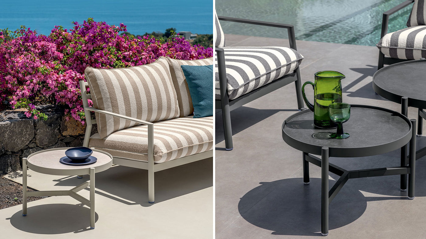 Set Finn: 1 canapé + 2 fauteuils + 2 tables basses pour l'extérieur