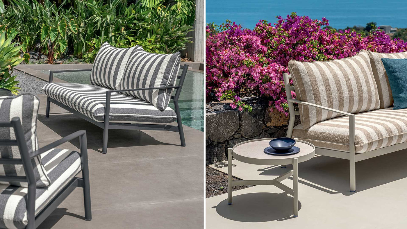 Set Finn: 1 canapé + 2 fauteuils + 2 tables basses pour l'extérieur