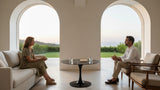 TULIP COUCHTISCH MIT SAHARA MARMOR TISCHPLATTE