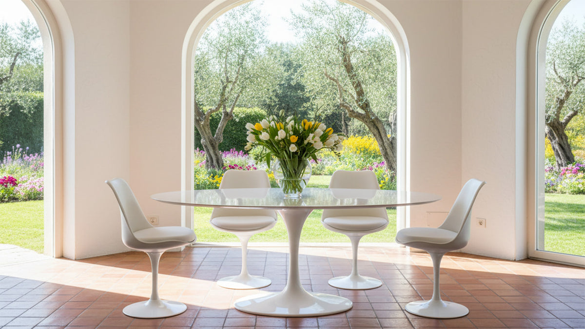 Tulip Oval Table à manger plateau en laminé