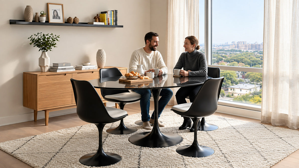 Tulip Oval Table à manger plateau en laminé