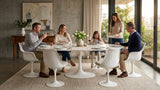 Mesa extensible ovalada TULIP con tablero laminado