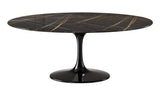 Tulip Oval Table à manger plateau en marbre Sahara