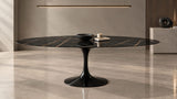 Tulip Oval Table à manger plateau en marbre Sahara