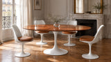 Mesa de comedor ovalada Tulip con tablero de madera
