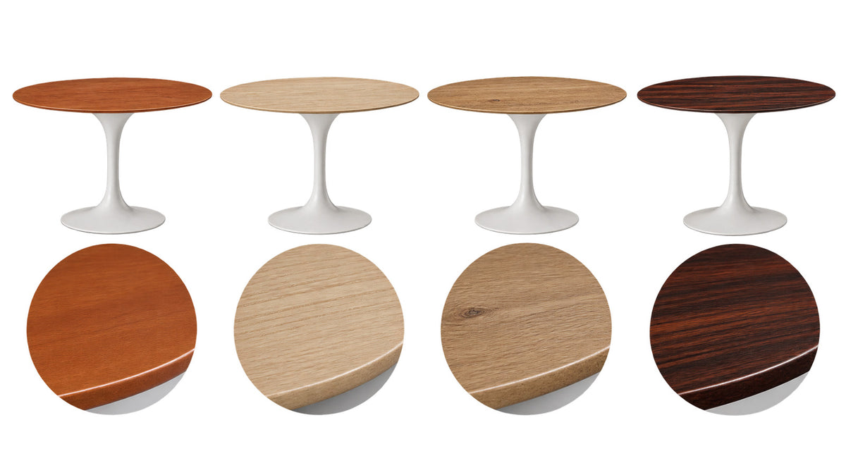 Mesa de comedor ovalada Tulip con tablero de madera