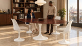 Mesa de comedor ovalada Tulip con tablero de madera